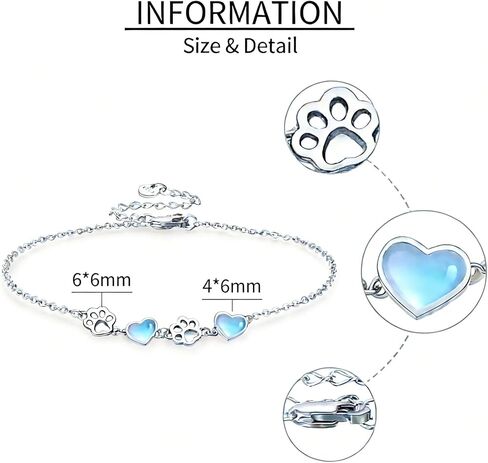 Paw Print Bracelet 925 Sterling Silver Puppy Dog Cat Paw Prints Bracelets Jewelry Gifts for Women Pet Lover in Saudi Arabia