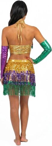 miccostumes Women's Costume Mardi Gras Cosplay Tops Skort Mask with Choker in Saudi Arabia