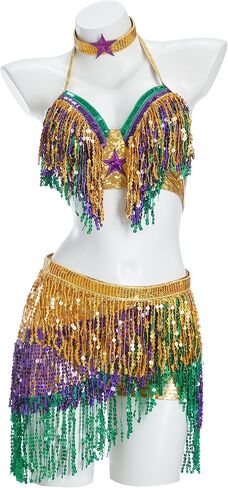 miccostumes Women's Costume Mardi Gras Cosplay Tops Skort Mask with Choker in Saudi Arabia