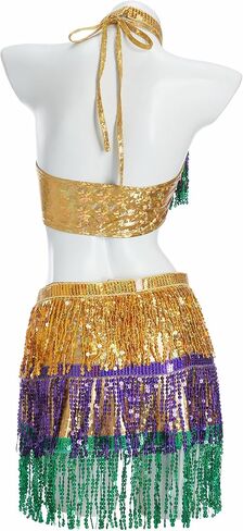 miccostumes Women's Costume Mardi Gras Cosplay Tops Skort Mask with Choker in Saudi Arabia