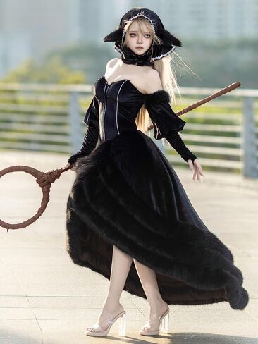 miccostumes Women's Costume Elf Cosplay Black Dress with Headscarf Sleeves and Ears in Saudi Arabia