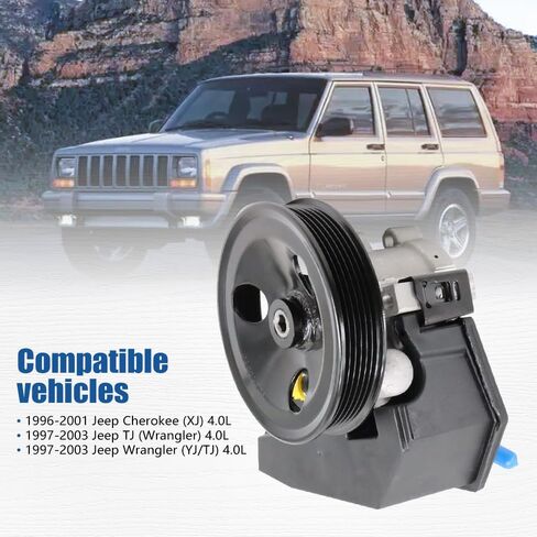 تناسب جيب شيروكي 1996-2001، رانجلر 1997-2003، TJ 1997-2003 4.0L، مضخة توجيه كهربائية مع بكرة، مضخة توجيه هيدروليكية، تحل محل 52087871 86-00274 in Kuwait