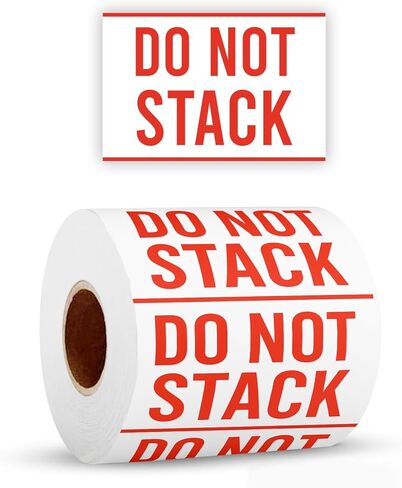 StickerJet Do Not Stack Stickers – 4"x6" Roll Labels, 500 Count – Easy Peel & Stick, Premium Paper – Self-Adhesive Labels for Shipping, Handling, and Moving Boxes – Made in USA in Kuwait