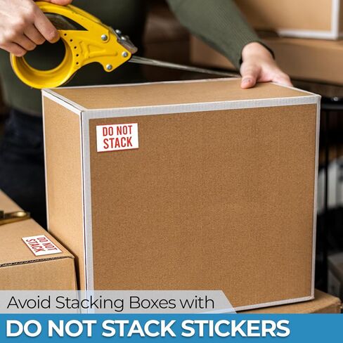 StickerJet Do Not Stack Stickers – 4"x6" Roll Labels, 500 Count – Easy Peel & Stick, Premium Paper – Self-Adhesive Labels for Shipping, Handling, and Moving Boxes – Made in USA in Kuwait