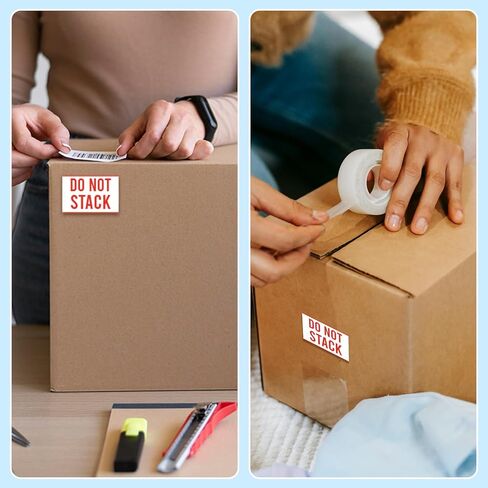 StickerJet Do Not Stack Stickers – 4"x6" Roll Labels, 500 Count – Easy Peel & Stick, Premium Paper – Self-Adhesive Labels for Shipping, Handling, and Moving Boxes – Made in USA in Kuwait