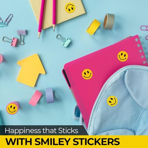 Stickerjet Happy Face Smile Stickers, 3"X3", Roll of 500 Self-Adhesive Labels Perfect for Crafts, Labeling, Decorations, and Parties. Bright, Fun, and Easy to Use in Kuwait