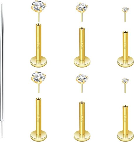 14K الذهب شغل ترصيع الأنف بدون خيوط 316L الجراحية الصلب Labret ترصيع الشفاه حلقات دفع في شقة الظهر أقراط تشيكوسلوفاكيا الأنف الأنف الغضروف الشفاه ميدوسا محارة الزنمة الحلزون مجوهرات ثقب الجسم للنساء الرجال هيبوالرجينيك 20G 18G 16G in Saudi Arabia