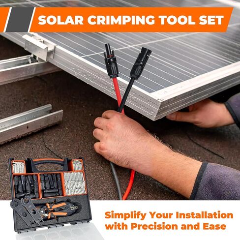 مجموعة أدوات تجعيد الطاقة الشمسية مكونة من 30 قطعة - أداة تجعيد، وقشارة أسلاك، و25 زوجًا من موصلات الطاقة الشمسية، وحقيبة سفر، ومفتاحي ربط لتجميع كابلات الألواح الشمسية in Kuwait