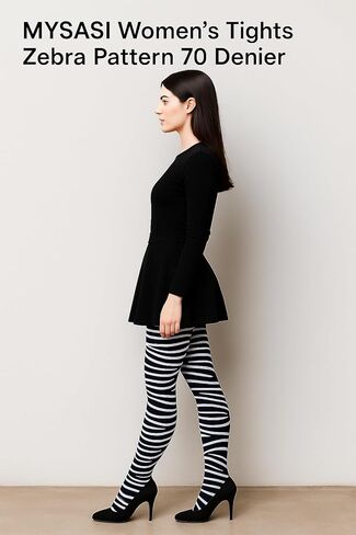 لباس ضيق نسائي بنمط الحمار الوحشي 70 Denier، لباس ضيق على شكل حيوان باللونين الأبيض والأسود in Kuwait