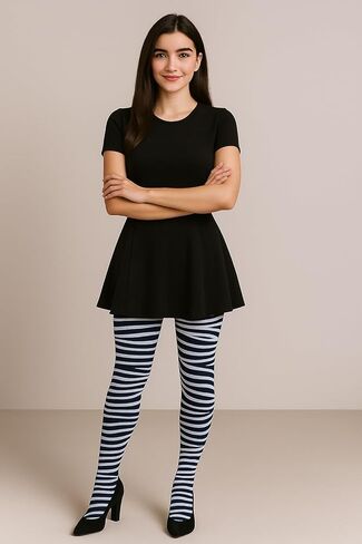 لباس ضيق نسائي بنمط الحمار الوحشي 70 Denier، لباس ضيق على شكل حيوان باللونين الأبيض والأسود in Kuwait