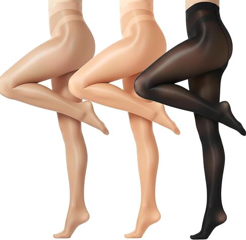 Sheer Tights for Women, 3 Colors Glossy High Waist Superior Stretch Shiny Tights, Sexy Invisible Silky Oil Shiny Pantyhose in Saudi Arabia
