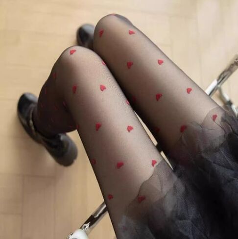 Women's Heart-Shaped Transparent Leggings - Black Jacquard High-Waisted Pantyhose for Sun Protection, Shaping, Anti-Snag, Anti-Shed, Anti-Friction Comfort in Saudi Arabia