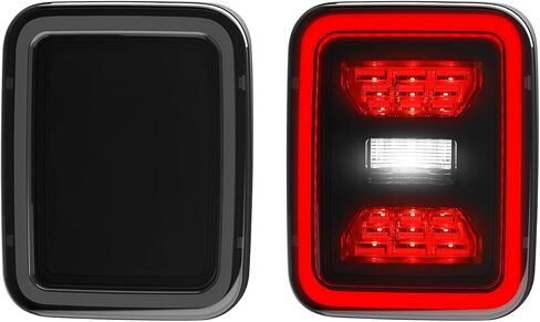 LED Tail Lights Assembly compatible with Jeep Gladiator JT 2020-2025 Accessories, Rear Brake Stop Lights Turn Signal Reverse Lights 2021 2022 2023 2024, Black Housing Smoke Lens, Pair in Kuwait