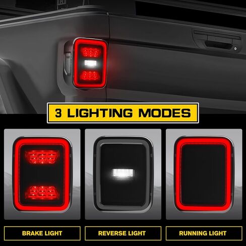 LED Tail Lights Assembly compatible with Jeep Gladiator JT 2020-2025 Accessories, Rear Brake Stop Lights Turn Signal Reverse Lights 2021 2022 2023 2024, Black Housing Smoke Lens, Pair in Saudi Arabia