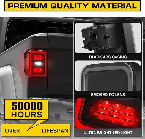 LED Tail Lights Assembly compatible with Jeep Gladiator JT 2020-2025 Accessories, Rear Brake Stop Lights Turn Signal Reverse Lights 2021 2022 2023 2024, Black Housing Smoke Lens, Pair in Saudi Arabia
