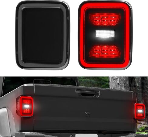 LED Tail Lights Assembly compatible with Jeep Gladiator JT 2020-2025 Accessories, Rear Brake Stop Lights Turn Signal Reverse Lights 2021 2022 2023 2024, Black Housing Smoke Lens, Pair in Saudi Arabia