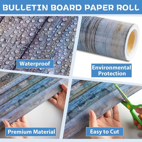 Qyeahkj 17.7in x 20ft Bulletin Board Paper Roll Bulletin Board Background Paper Fade Resistant Classroom Decoration Poster Art Craft Home Wall Education Decor Supplies Patterned Wood Grain in Saudi Arabia
