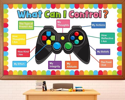 Video Game Theme Classroom Bulletin Board Decorations Set Growth Mindset Mental Health Inspirational Cutouts for School Students Teachers Chalkboard Things in My Control Theme Wall Decor in Saudi Arabia
