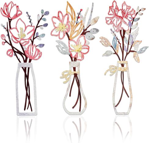EEEKit 3 PCS Metal Flower Vase Wall Art, 5.9x13.7 Inch Minimalist Floral Wall Hanging Decor, Floral Wall Decor for Housewarming Gifts in Saudi Arabia