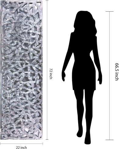 Empire Art Direct Enigma 3D منحوتة فولاذية مصقولة، لوحة فنية جدارية معدنية مجردة مع ورقة فضية، جاهزة للتعليق، غرفة المعيشة، غرفة النوم والمكتب، فضي، 72 بوصة × 22 بوصة in Saudi Arabia