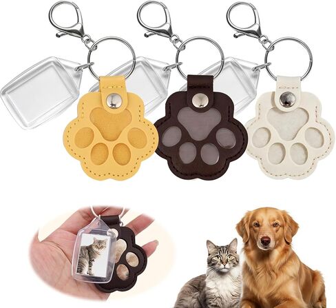 3 قطع من سلسلة مفاتيح مخالب لشعر الكلب مع مجلد صور، حامل مفاتيح لجمع جلد على شكل شعر قط كلب، سلسلة مفاتيح مصنوعة يدويًا كهدية تذكارية للحيوانات الأليفة (إطار 25 مم × 35 مم) in Kuwait