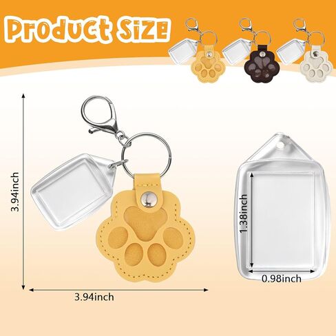 3 قطع من سلسلة مفاتيح مخالب لشعر الكلب مع مجلد صور، حامل مفاتيح لجمع جلد على شكل شعر قط كلب، سلسلة مفاتيح مصنوعة يدويًا كهدية تذكارية للحيوانات الأليفة (إطار 25 مم × 35 مم) in Kuwait