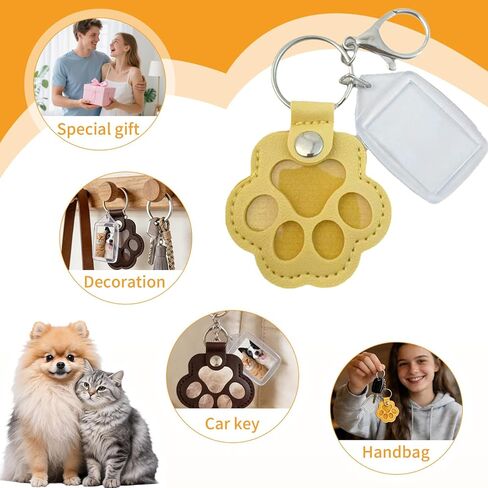 3 قطع من سلسلة مفاتيح مخالب لشعر الكلب مع مجلد صور، حامل مفاتيح لجمع جلد على شكل شعر قط كلب، سلسلة مفاتيح مصنوعة يدويًا كهدية تذكارية للحيوانات الأليفة (إطار 25 مم × 35 مم) in Kuwait