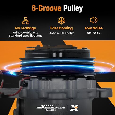 maXpeedingrods A/C Compressor with Clutch for Sanden SD7 Style 6-Groove Serpentine Belt Black HC5005BK in Saudi Arabia