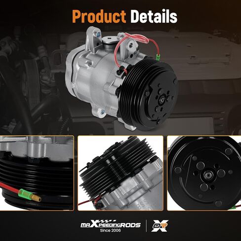 maXpeedingrods A/C Compressor with Clutch for Sanden SD7 Style 6-Groove Serpentine Belt Black HC5005BK in Saudi Arabia