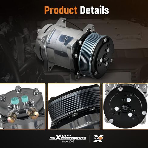 ضاغط مكيف هواء عالمي من maxpeedingrods مع قابض مناسب لساندن 508، حزام أفعواني 8 أخدود، ألومنيوم in Saudi Arabia