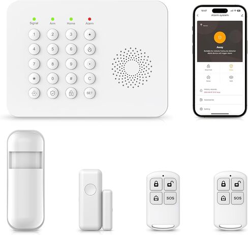 Wireless WiFi Alarm System for House Security, Smart DIY Home Alarm System with APP Notification, Motion Detector, Door Window Sensor, Siren,Work with Alexa and Google Assistant,NO Monthly Fees in Saudi Arabia