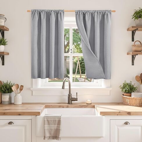 BGment Linen Blackout Curtains 84 Inch Length for Living Room, Thermal Insulated 100% Black Out Drapes Rod Pocket Room Darkening Light Blocking for Bedroom Window, 2 Panels, Each Panel 52 Inch Wide in Saudi Arabia