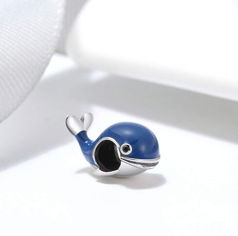 Blue Whale Charm for Bracelet or Necklace for Women by Ginger Lyne European Bead Style Blue Enamel Over Sterling Silver | Fashion Jewelry for Her in Saudi Arabia