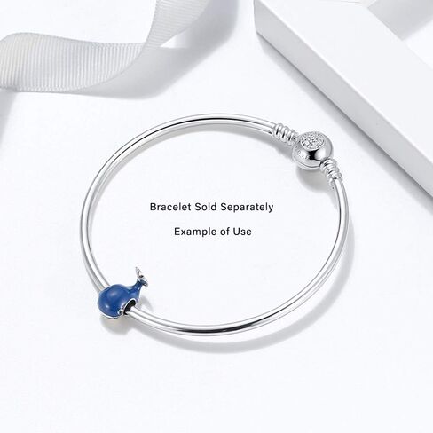 Blue Whale Charm for Bracelet or Necklace for Women by Ginger Lyne European Bead Style Blue Enamel Over Sterling Silver | Fashion Jewelry for Her in Saudi Arabia