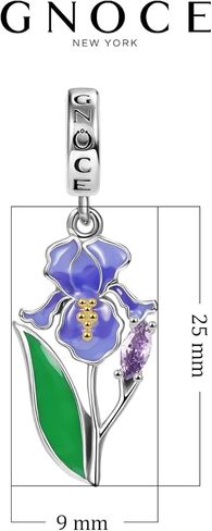 GNOCE Sunflower Pendant Charms 925 Sterling Silver Purple Iris Flower Dangle Charm for Bracelets/NecklaceJewelry Gift For Women Wife (Iris Flower) in Saudi Arabia