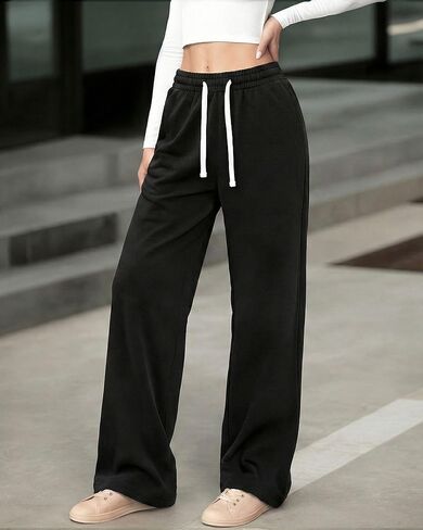 Womens High Waisted Sweatpants Casual Drawstring Workout Pants with Pockets in Saudi Arabia
