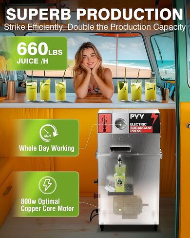 Sugar Cane Juicer Machine, Commercial Electric 3-Rollers Sugarcane Juice Press Stainless Steel Extractor, Guarapera de Caña de Azúcar Eléctrica with Cleaning Brush, 2 Peelers, 16*13*28 IN,110V in Saudi Arabia