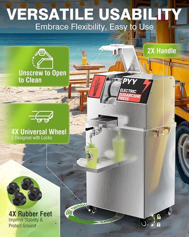Sugar Cane Juicer Machine, Commercial Electric 3-Rollers Sugarcane Juice Press Stainless Steel Extractor, Guarapera de Caña de Azúcar Eléctrica with Cleaning Brush, 2 Peelers, 16*13*28 IN,110V in Saudi Arabia