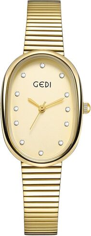 Gosasa Oval Fritillaria Women's Watch Luxury Stainless Steel Bamboo Strap 3ATM Waterproof Quartz Movement Elegant Gift for Her in Saudi Arabia