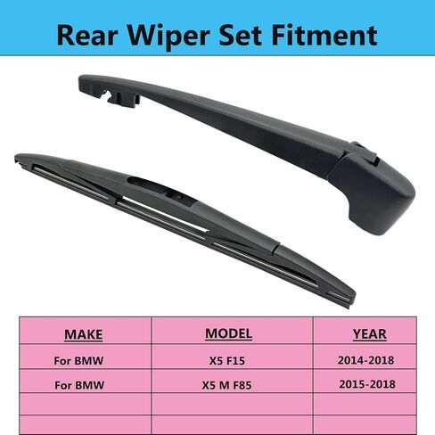 Rear Wiper Blade Arm Set Replacement for BMW X5 F15 2014-2018 Back Glass Wipers, Factory OE Style Rear Windshield Wiper Arm & Wiper Blade 61627294431 in Saudi Arabia