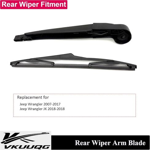 Rear Windshield Wiper Blade Arm Kit Replacement for JEEP WRANGLER 2007-2017, JEEP WRANGLER JK 2018-2018 | Fit Replaces OEM 68002490AB in Kuwait