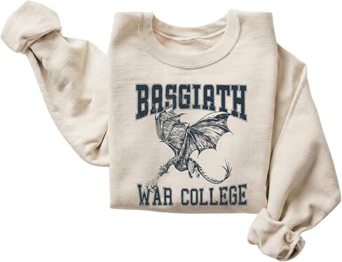 FITIN Unisex Basgiath War College Dragon Sweatshirt, Vintage Fantasy Academy Graphic, Cozy Neutral Pullover in Kuwait