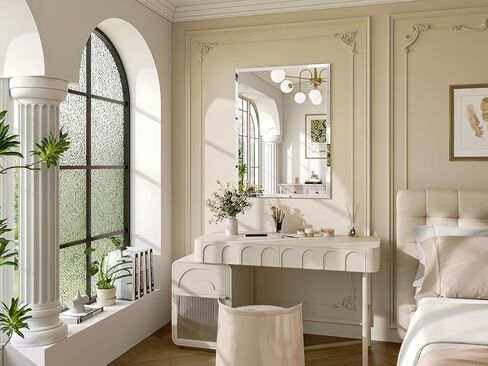 Frameless Bathroom Mirror, 18" x 26" Rectangle Beveled Wall Mirror, Modern Decorative Vanity Mirrors for Living Room, Entryway, Bedroom, Hangs Horizontally or Vertically in Saudi Arabia