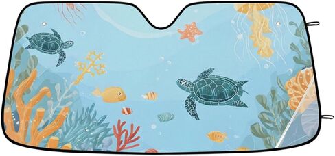 Sun Shade for Car Windshield,Ocean Sea Turtle Foldable Universal Car Windshield Upgrade Sunshade Enhanced UV Rays Reflective Sun Visor Shade Keeps Vehicle Cool in Saudi Arabia