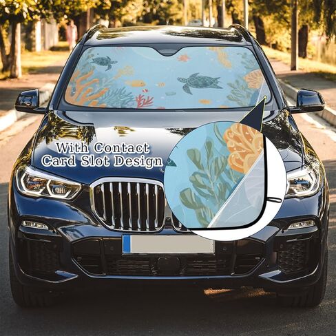 Sun Shade for Car Windshield,Ocean Sea Turtle Foldable Universal Car Windshield Upgrade Sunshade Enhanced UV Rays Reflective Sun Visor Shade Keeps Vehicle Cool in Saudi Arabia