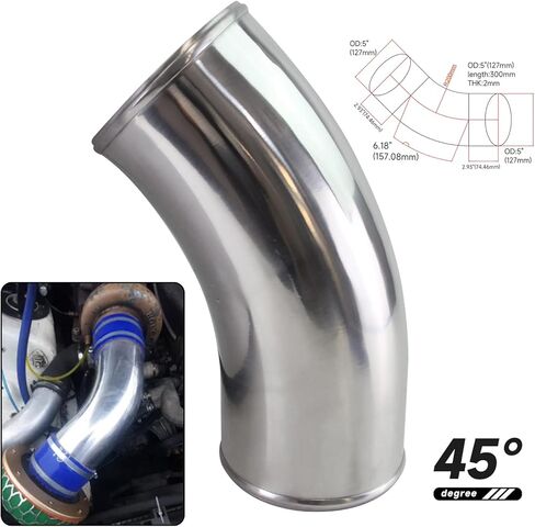 45 درجة 127 مللي متر 5 بوصة من الألومنيوم المبرد مدخل الأنابيب أنبوب خرطوم in Kuwait