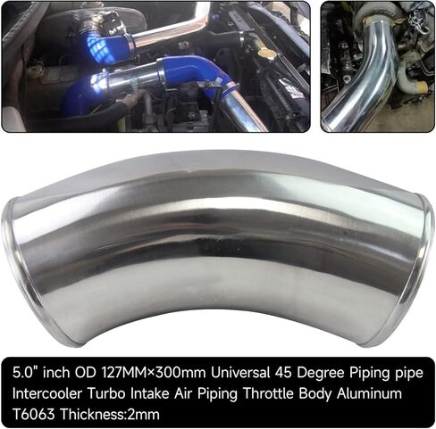 45 درجة 127 مللي متر 5 بوصة من الألومنيوم المبرد مدخل الأنابيب أنبوب خرطوم in Kuwait