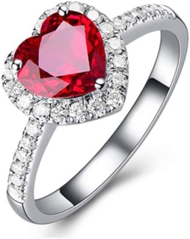 يايا فاشن كلاسيكي للنساء روبي أحمر على شكل قلب أحجار كريمة 925 مطلية بالفضة خواتم زفاف للنساء مجوهرات راقية وإكسسوارات باجو للخطوبة in Kuwait
