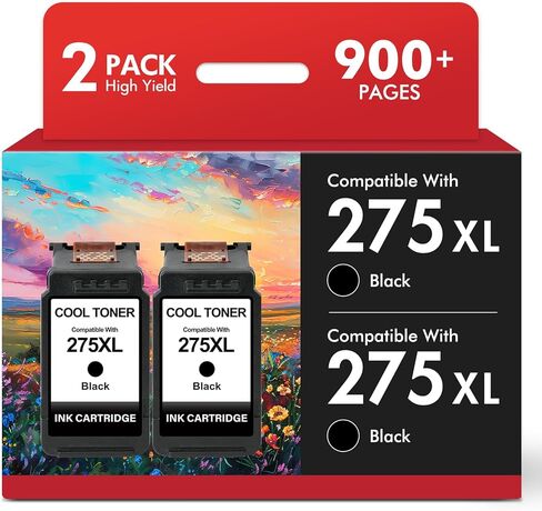 275 275XL TR4720 خرطوشة حبر سوداء بديلة لـ Canon PG-275 275 XL حزمة كومبو حبر أسود لطابعة Canon PIXMA TS3722 TS3700 TR4700 TS3522 TS3500 TS3520 TS3720 TR4722 (عبوتان، أسود*2) in Kuwait