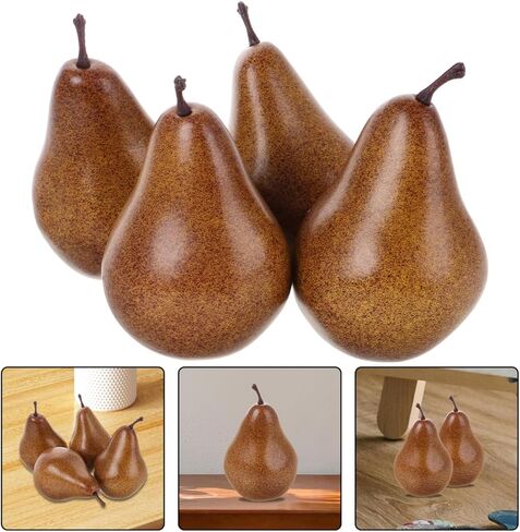 VOSAREA 4pcs Artificial Pears Realistic Pears Model Lifelike Fake Fruit Models for Home Office Restaurant Decor Miniature Props for Teaching and Decorating Spaces in Saudi Arabia